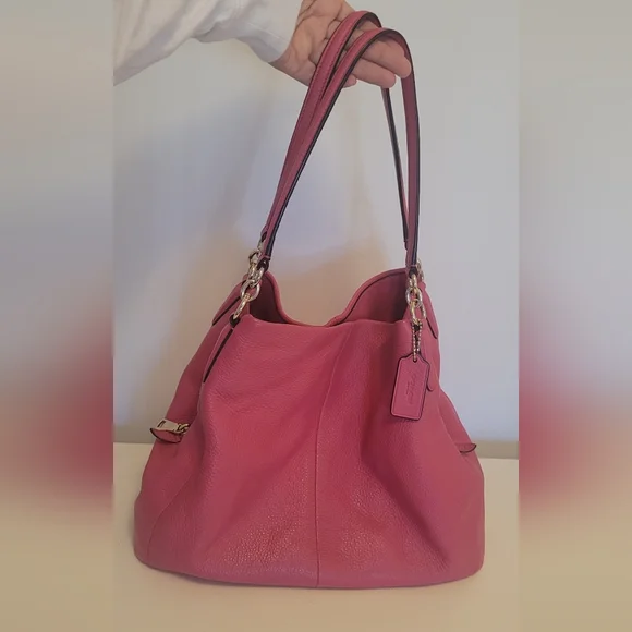 Coach Pink Ruby Leather Phoebe Shoulder Bag - Picture 13 of 15